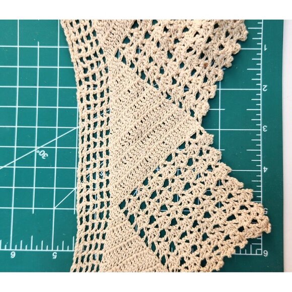 Vintage Beige Crochet Lace Trim Edging 3.5 Yards 5 in wide Handmade Cotton Craft - Picture 3 of 7